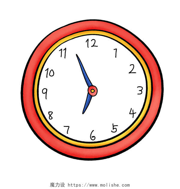 卡通手绘挂钟时间表钟表开学季挂钟元素彩色挂钟素材开学季闹钟